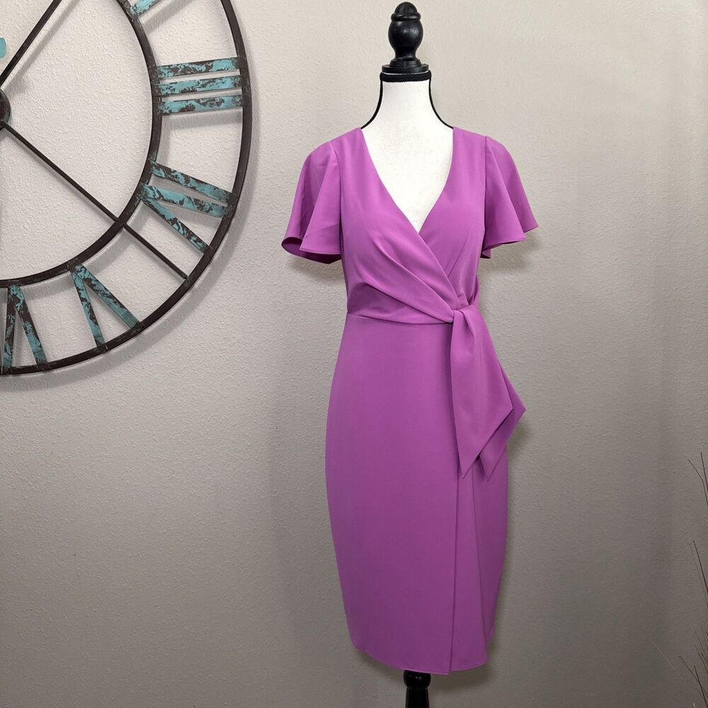 Elie Tahari Lilac Wrap Midi Dress